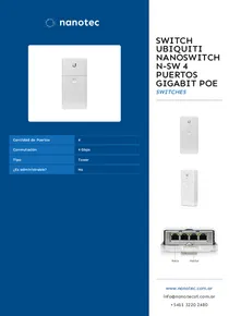 Switch Ubiquiti Nanoswitch N-SW 4 Puertos GigaBit PoE - Folleto