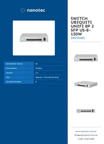 Switch Ubiquiti Unifi 8P 2 SFP US-8-150W - Folleto