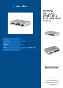 Switch Ubiquiti Unifi 8P 4 PoE US-8-60W - Folleto