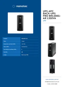 UPS APC Back-UPS Pro BR1200G-AR 1200VA - Folleto