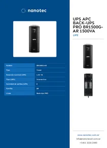 UPS APC Back-UPS Pro BR1500G-AR 1500VA - Folleto