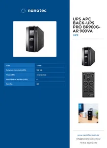 UPS APC Back-UPS Pro BR900G-AR 900VA - Folleto