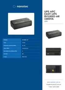 UPS APC Easy-UPS BV1000I-AR 1000VA - Folleto