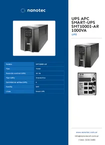 UPS APC Smart-UPS SMT1000i-AR 1000VA - Folleto