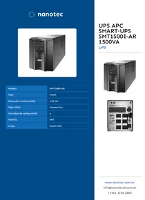UPS APC Smart‑UPS SMT1500I‑AR 1500VA - Folleto