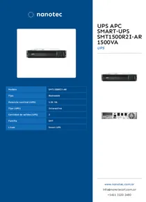 UPS APC Smart‑UPS SMT1500R2I‑AR 1500VA - Folleto
