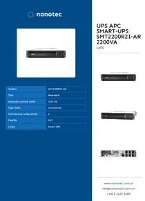 UPS APC Smart‑UPS SMT2200R2I‑AR 2200VA - Folleto