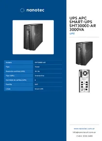 UPS APC Smart‑UPS SMT3000I‑AR 3000VA - Folleto