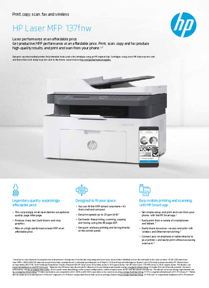 Impresora HP Laser M137FNW MF Mono - PDF