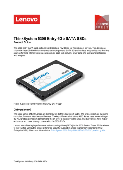Disco SSD 960 GB Para Servidor Lenovo 2.5" 4XB7A17077 - PDF