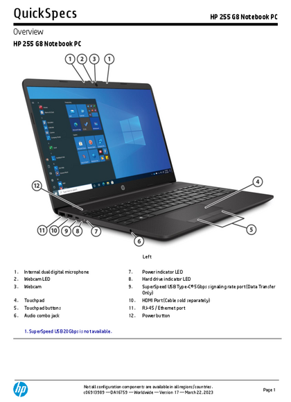 Notebook HP 255 G8 R3-3250U 8GB 256 SSD M.2 FreeDos - PDF