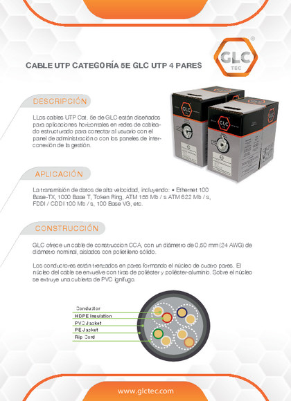 Cable UTP GLC CAT5E 305M CE-1102 INT. - PDF