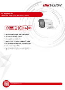 Cámara Analógica Hikvision Bullet 5MP DS-2CE10KF0T-PFS ColorVu - PDF
