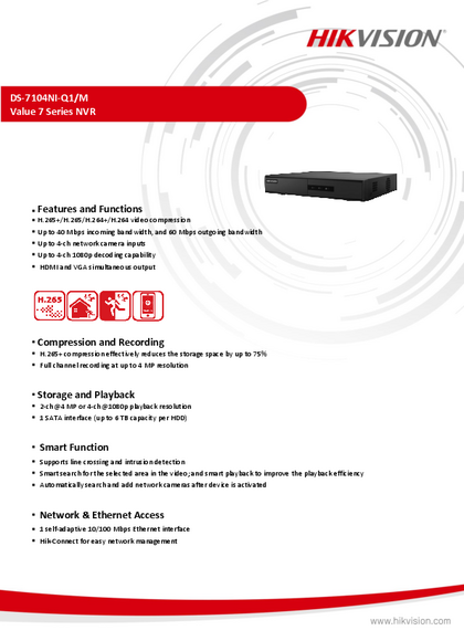 NVR Hikvision 4ch DS-7104NI-Q1/M - PDF