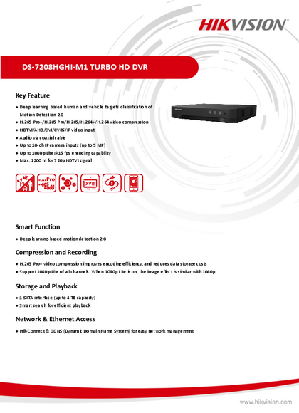 DVR Hikvision 8ch 2 IP DS-7208HGHI-M1 - PDF