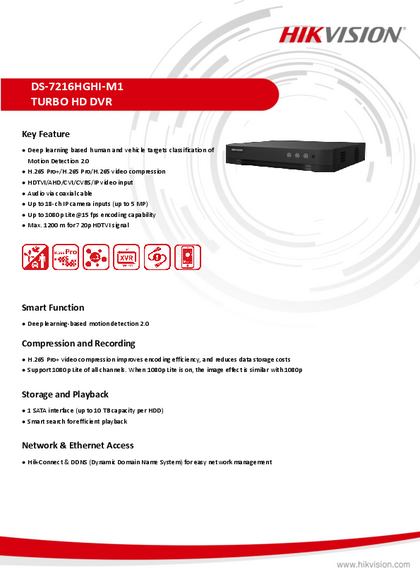 DVR Hikvision 16ch 2 IP DS-7216HGHI-M1 - PDF