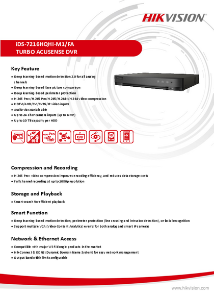 DVR Hikvision 16ch 8 IP DS-7216HQHI-M1/FA - PDF