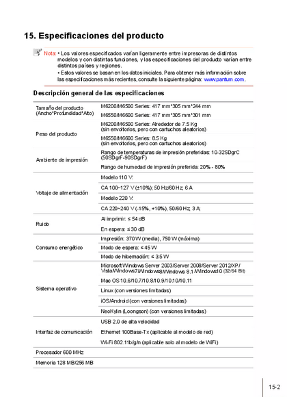 Impresora Pantum Láser M6509NW - PDF