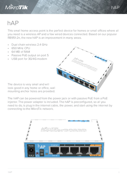 Router Mikrotik hAP RB951Ui-2nD - Ficha técnica