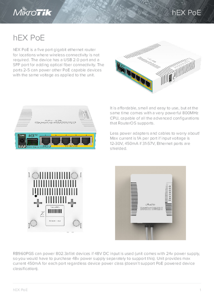 Router Mikrotik RB960PGS hEX PoE - Ficha técnica