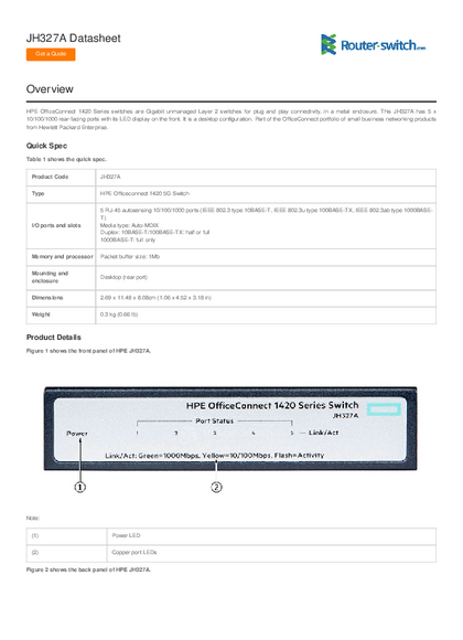 Switch HPE 1420 5G JH327A - PDF