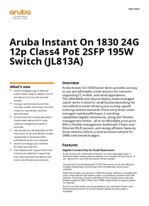 Switch Aruba HPE 1830 24P 24 Puertos GigaBit 12P PoE+ 2 SFP JL813A - PDF