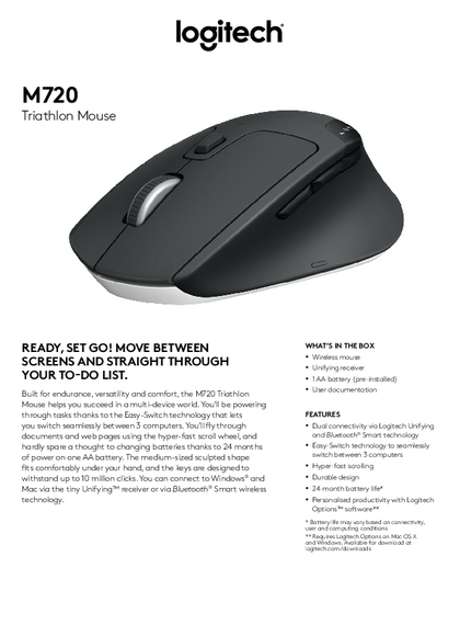 Mouse Logitech M720 Triathlon Negro - PDF