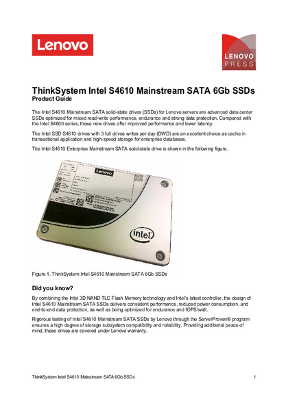 Disco SSD 960 GB Para Servidor Lenovo 3.5" 4XB7A13641 - PDF