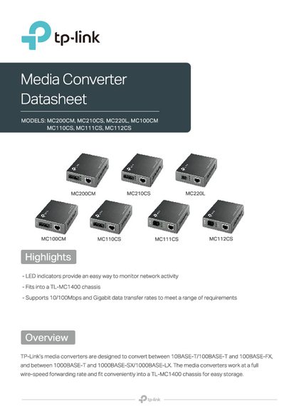 Módulo Media Converter Tp-Link MC100CM - PDF