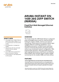 Switch Aruba HPE 1430 26G 2SFP R8R50A - PDF