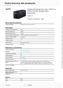 UPS APC Back‑UPS BX2200MI‑AR 2200VA - PDF
