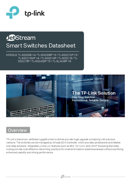 Switch Tp-Link TL-SG2210MP Giga POE+ SFP - PDF