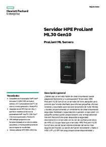 Servidor Hpe Proliant Ml30 Gen10 Xeon E2224 16gb 1tb - Ficha técnica