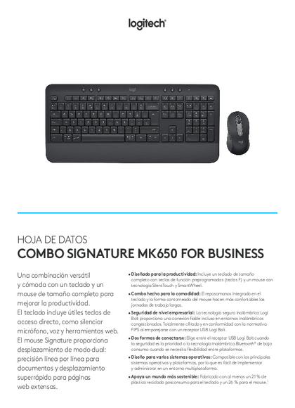 Teclado Logitech K650 Bluetooth Grafito - PDF