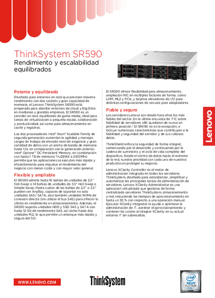 Servidor Lenovo ThinkSystem SR590 4214 32GB 750w - PDF